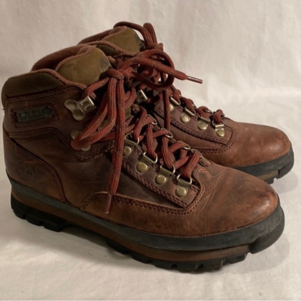 Timberland Euro womens brown leather ankle hiking boots